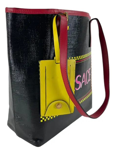 Bolsa Tote Versace Vintage 90's Logo Preta