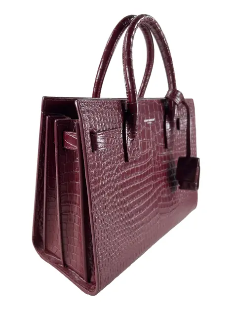 Bolsa Tote Yves Saint Laurent Sac De Jour Sac De Jour Baby Croco Embossed Vinho