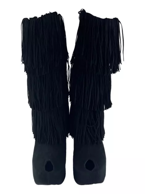 Bota Andrea Bogosian Couro Franjas Preto