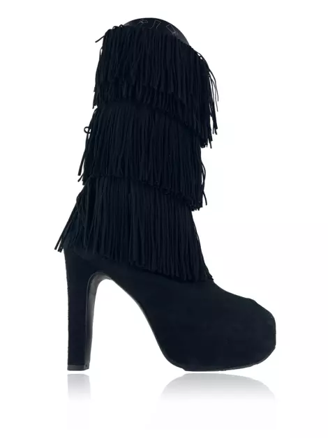 Bota Andrea Bogosian Couro Franjas Preto