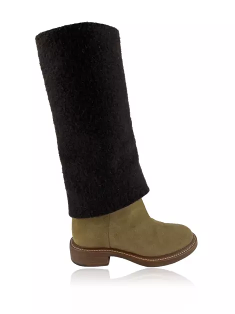 Bota Chanel CC Fold Over Marrom