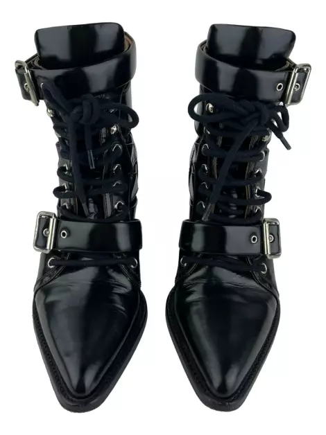Bota Chloé Tiras Couro Preto