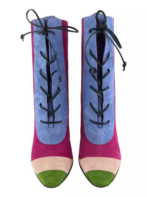 Bota Manolo Blahnik Couro Colorido