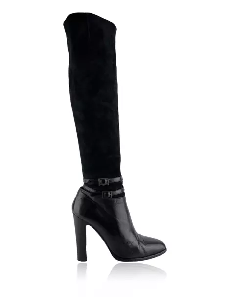 Bota Max Mara Couro Preto