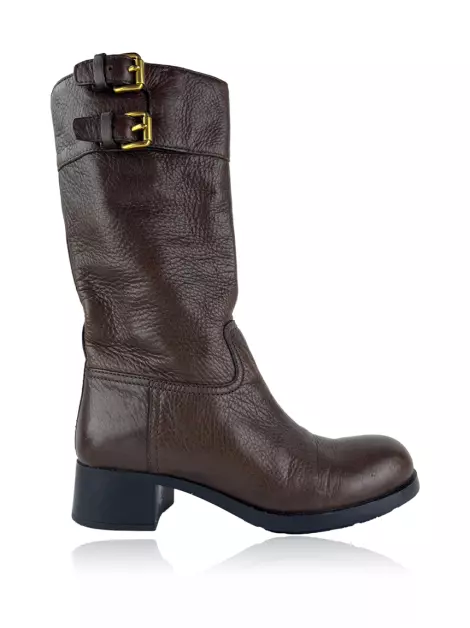 Bota Prada Couro Marrom