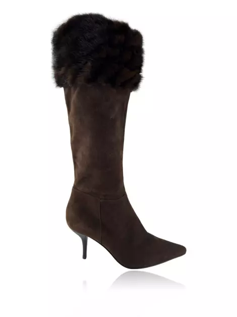 Bota Sergio Rossi Fur Marrom