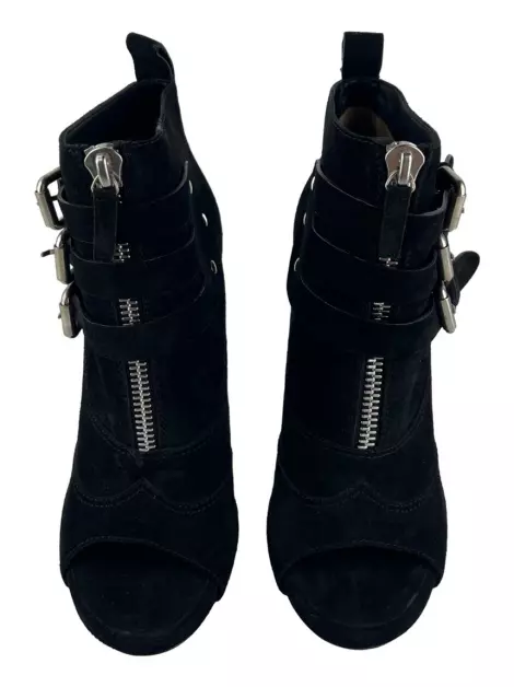 Bota Tabitha Simmons Peep Toe Suede Preta