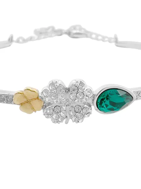 Bracelete Swarovski Trevo Prateado
