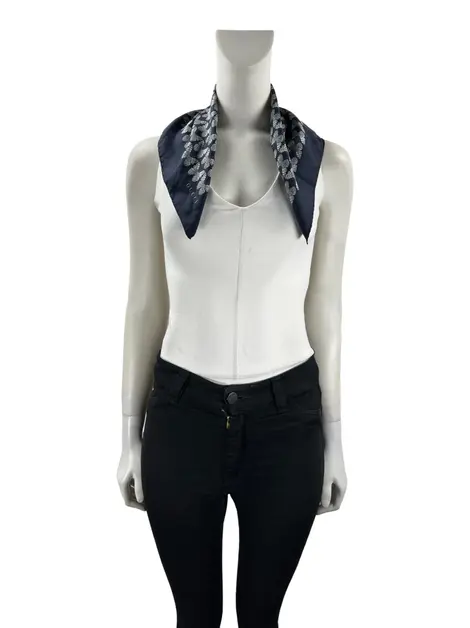 Cachecol Gucci Seda Azul Estampado