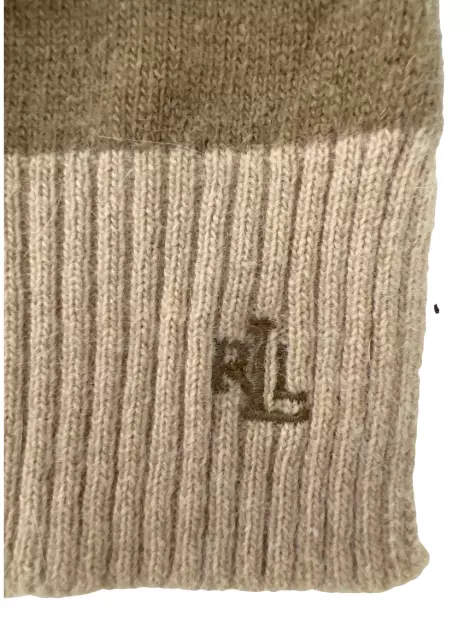 Cachecol Lauren Ralph Lauren Tricô Listrado Bege