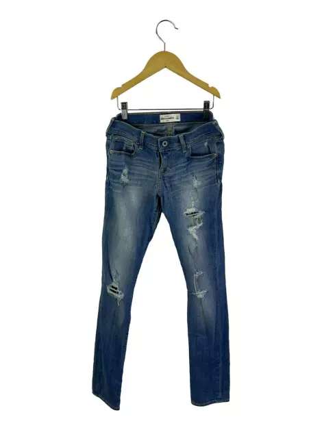 Calça Abercrombie & Fitch Kids Jeans Bordado Azul