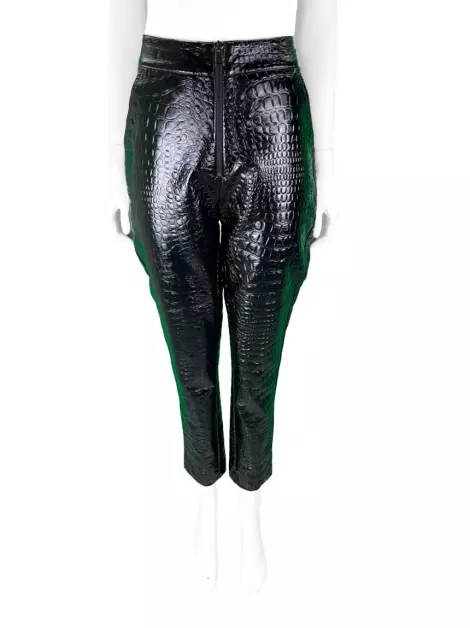Calça Anne Fernandes Reta Texturizada Preta