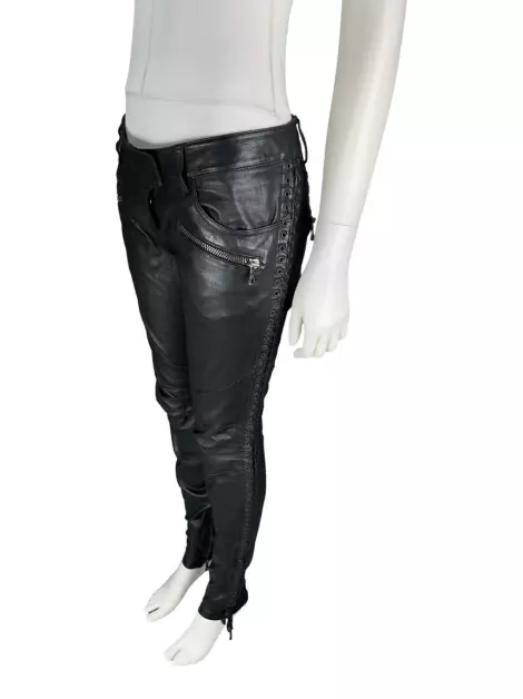 Calça Balmain Couro Preta