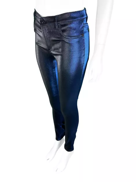 Calça Chanel Slim Azul Metalizada
