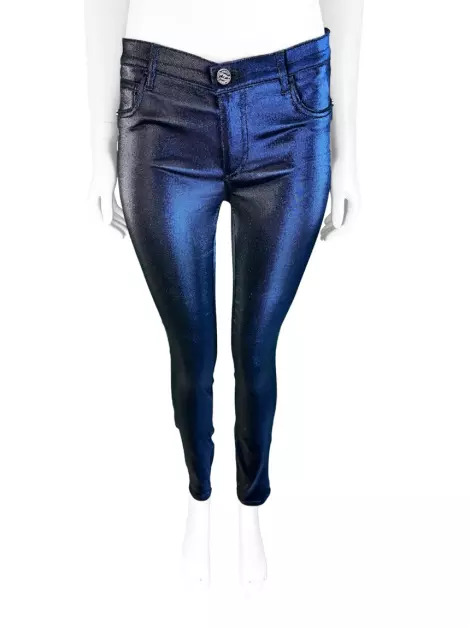 Calça Chanel Slim Azul Metalizada