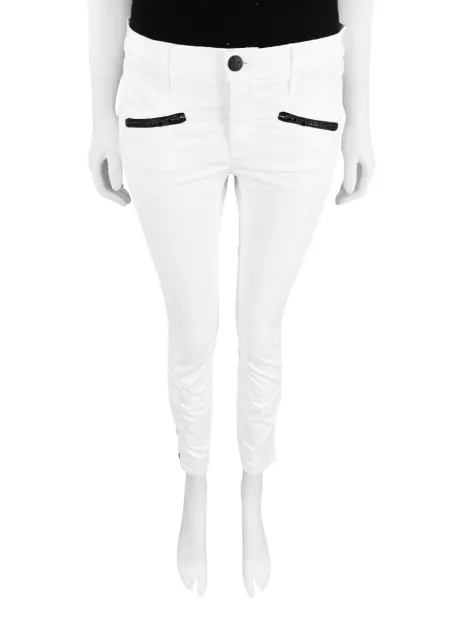 Calça Current Elliott The Soho Zip Stiletto Tecido Branco