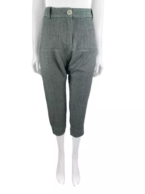 Calça De Goeye Seda Verde Mescla