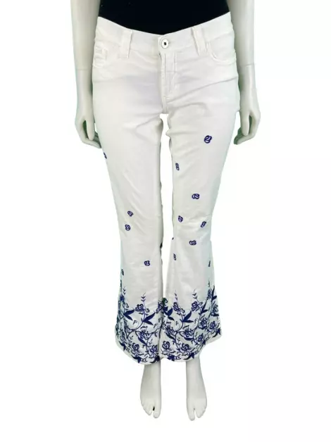 Calça D&G Vintage Bordada Branca