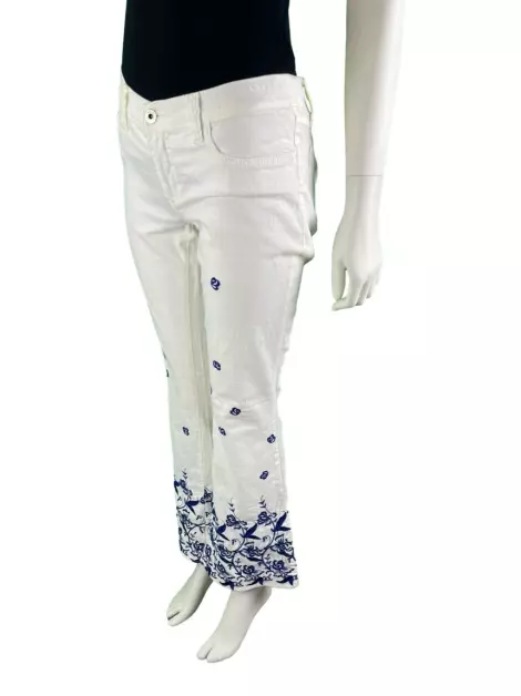 Calça D&G Vintage Bordada Branca