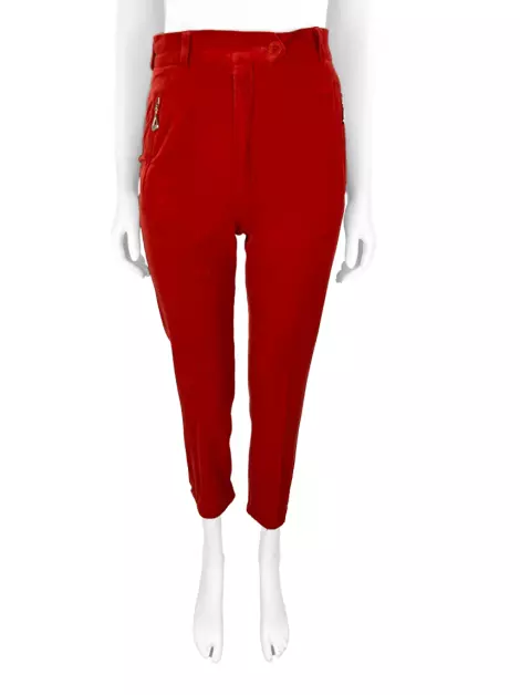 Calça Escada Margaretha Ley Veludo Vermelho