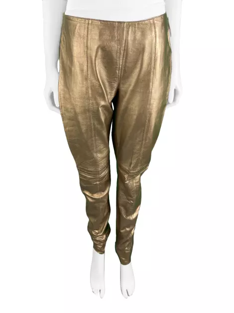 Calça Eva Couro Dourado