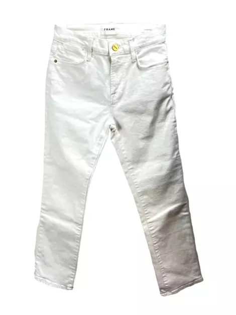 Calça FRAME Le High Straight Jeans Branca