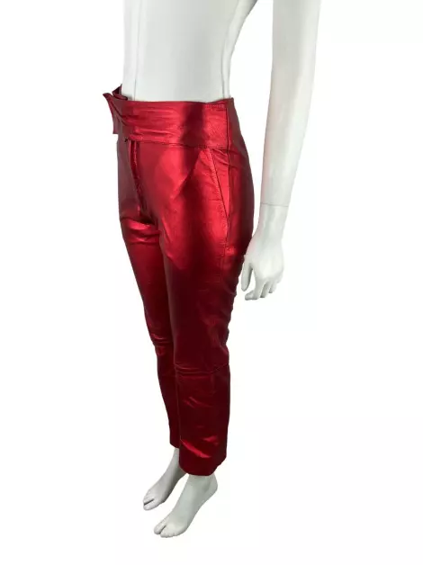Calça Lica Melzer + Guga Gonçalves Couro Vermelha