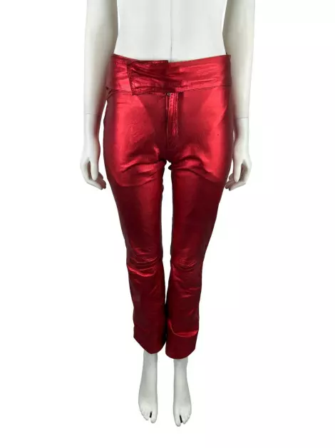 Calça Lica Melzer + Guga Gonçalves Couro Vermelha