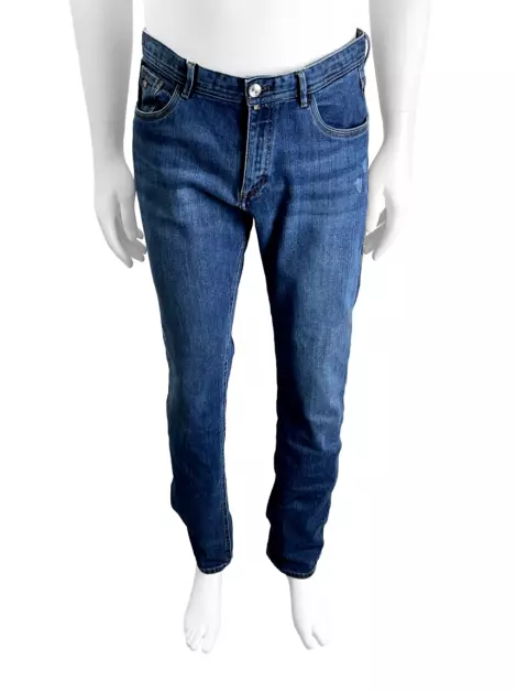 Calça Massimo Dutti Jeans Reta Azul