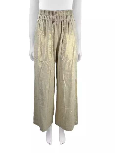 Calça Mixed Tecido Dourado