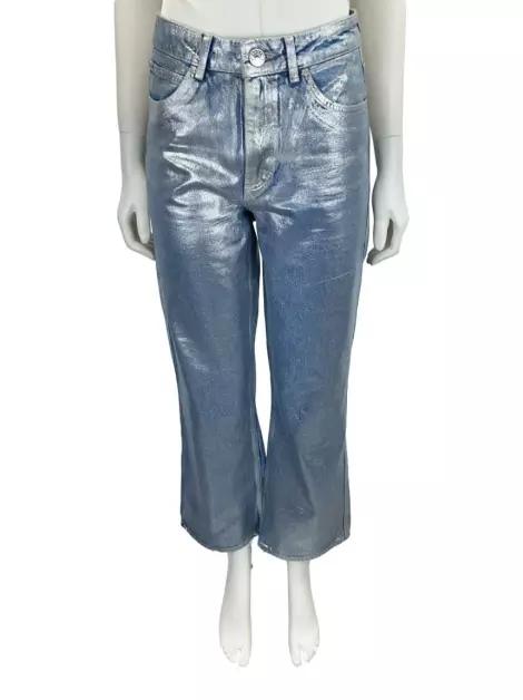 Calça Sandro Reta Jeans Metalizada
