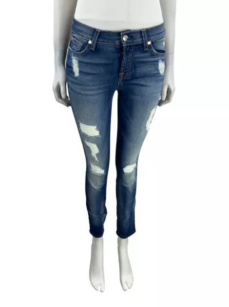 Calça Seven For All Mankind The Ankle Skinny Azul