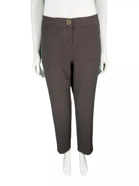 Calça Shoulder Texturizada Marrom