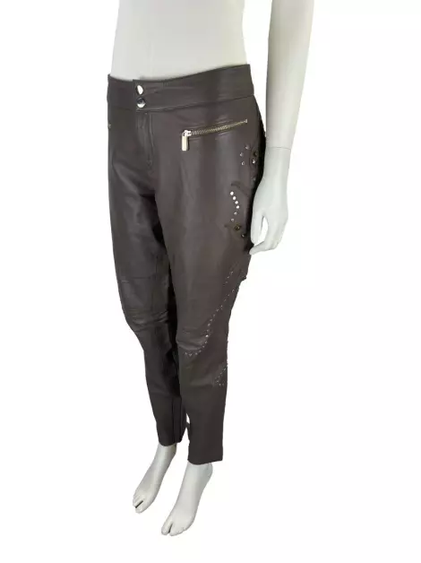 Calça Spezzato Couro Marrom