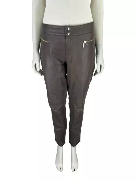 Calça Spezzato Couro Marrom