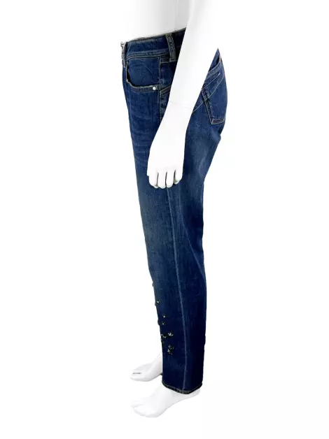 Calça Sportmax Jeans Azul Bordada