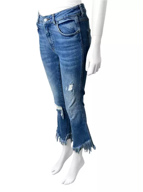 Calça Zara Jeans Destroyed Azul
