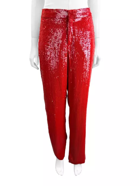 Calça Zara Paetê Vermelho