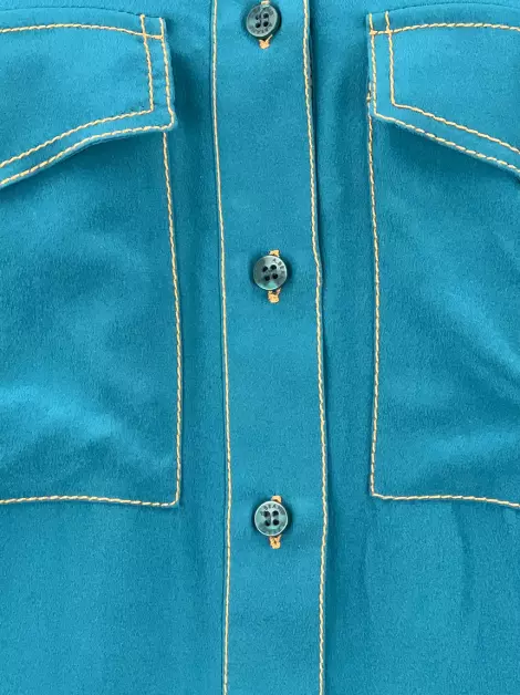 Camisa A. Brand Seda Azul Turquesa