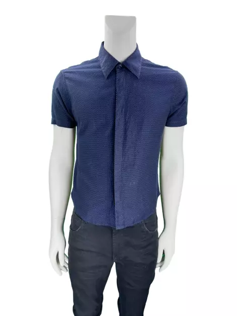 Camisa Alexander McQueen Texturizada Azul Marinho