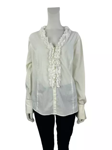 Camisa Ann Taylor Babado Branco
