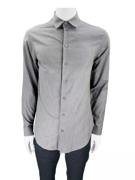 Camisa Armani Collezioni Xadrez Cinza