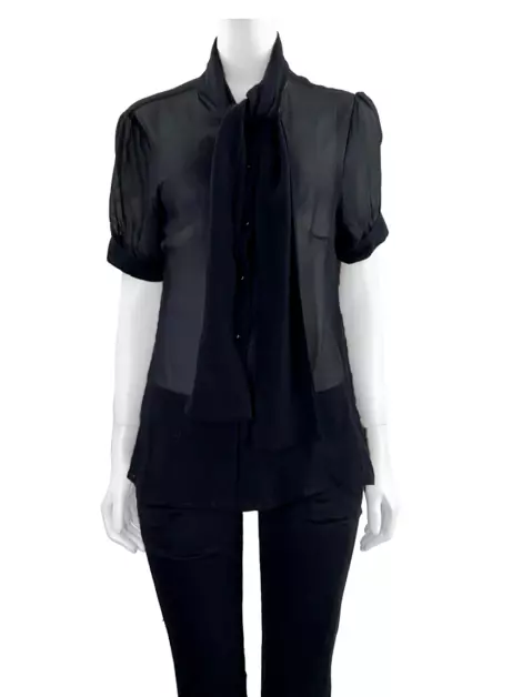 Camisa Carol Bassi Amarração Preto