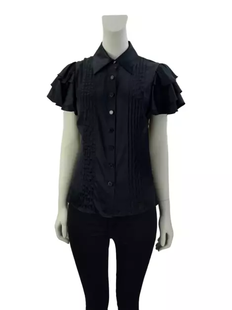 Camisa Catherine Malandrino Seda Preta