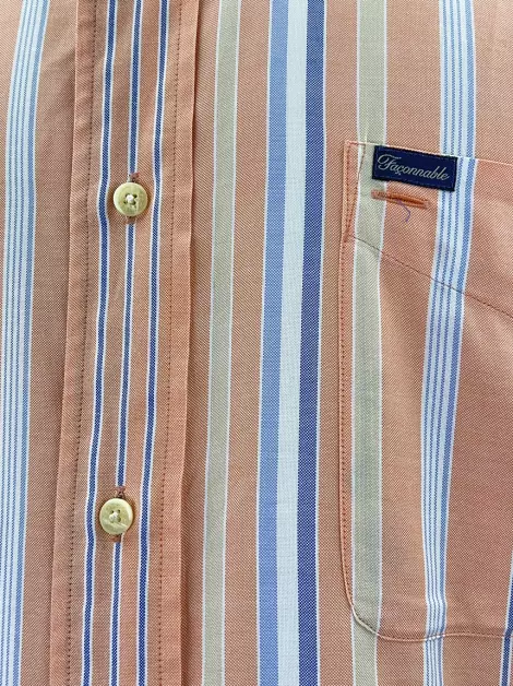 Camisa Façonnable Laranja Listrada