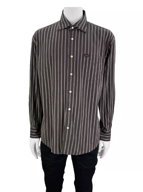 Camisa Façonnable Listrada Marrom