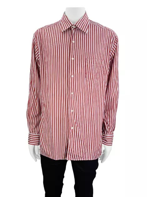 Camisa Façonnable Listrada Vermelha
