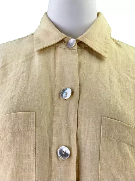 Camisa Flavia Aranha Chemise Linho Amarelo