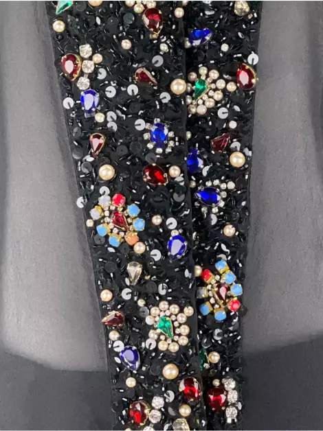 Camisa Patricia Bonaldi Seda Preto Bordada