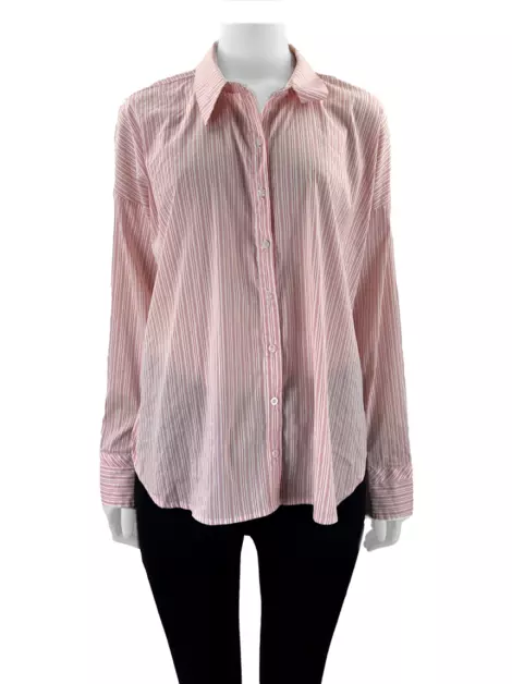 Camisa Shoulder Listrada Rosa